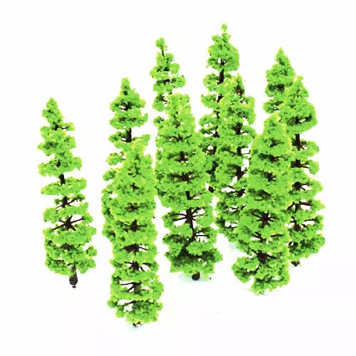 10 lot Green Plastic Model Trees Railways Landscape Guage 1:100 - 1:150 Accs 2