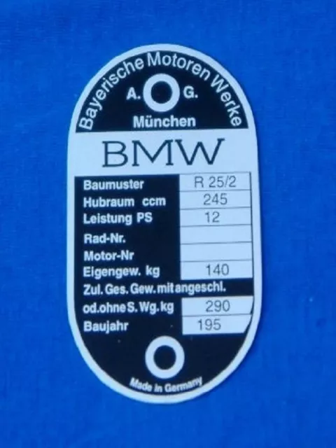 BMW Typenschild R25/2