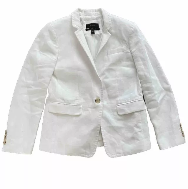 JCREW Regent Blazer In White Linen Jacket Size SP