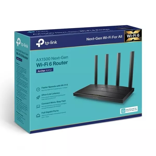 Router wireless TP-Link Archer AX12 Wi-Fi 6 AX1500 FTTH FTTB Ethernet