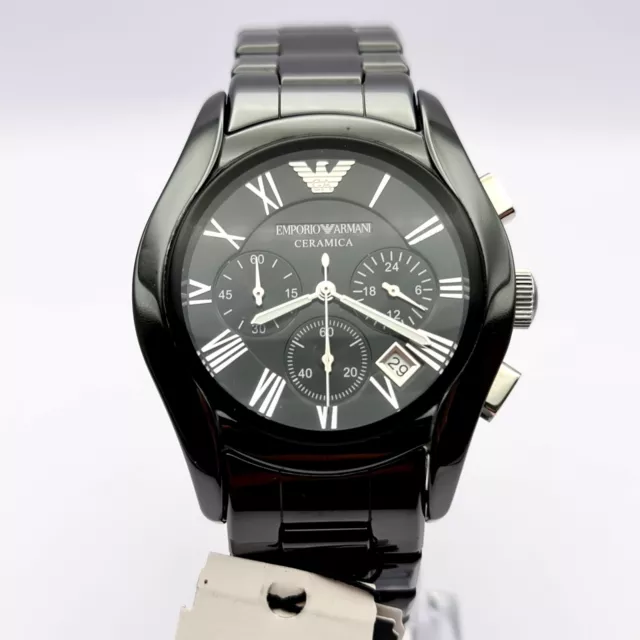 New Emporio Armani Ar1400 Luxury Black Ceramic 42Mm Chronograph Mens Watch