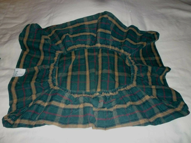Orvis Sz L Lrg Dog Rectangle Bed Cover 41 x 28.5 Hunter Green/Beige Cotton Plaid