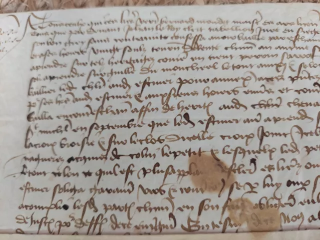 Old  Handwritten Correspondence French 1455? On Parchment See Photos Authentic