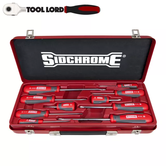 Sidchrome 10 Piece Ergonomic Phillips & Slotted Screwdriver Set SCMT29102