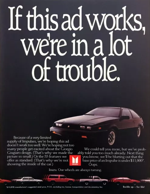 1985 Isuzu Impulse Coupe photo "A Giorgio Giugiaro Design" vintage print ad