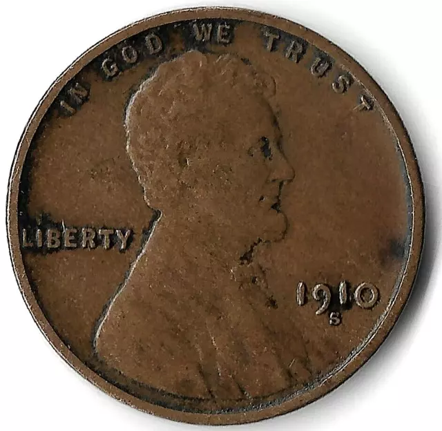 1910-S Lincoln Wheat Cent      *Very Nice Details  *VF/VF+    *Semi Key Date