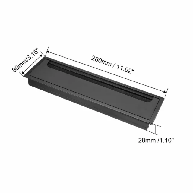 Cable Hole Cover, 269mm x 68mm Aluminum Alloy for Wire Organizer  (Black) 2