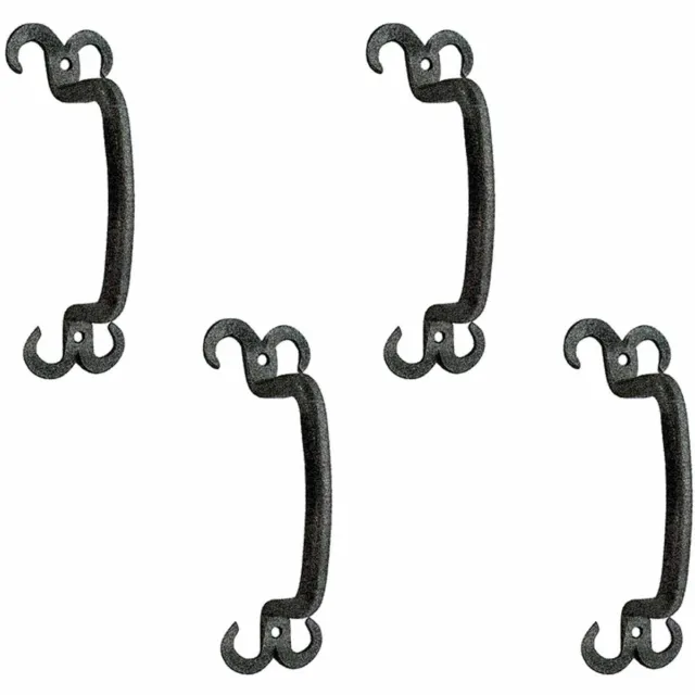 Cabinet Pull Drawer Handle Horn Black Wrought Iron 4 1/2" Pack of 4