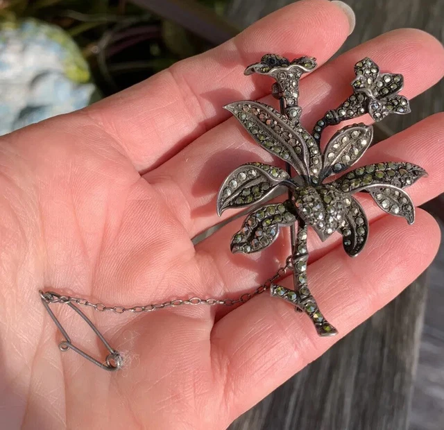 Antique Art Deco, Huge, Heavy, Solid Sterling Silver Brooch Pin, Made in Germany