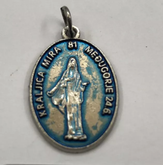 Kraljica Mira 81 Medugorje 246 Religious Medal Alloy Metal Pendant Tag Vintage