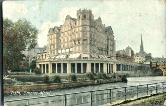 Bath Empire Hotel Somerset postcard antique colour printed history