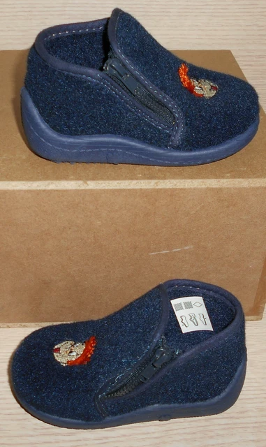 Scarpe Pantofole Babbucce Bimbo Bambino Blu Zip Feltro Taglia 20 Antiscivolo