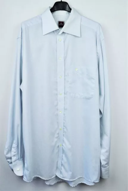 Eton Hombre Camisa de Cuadros 40cm Talla 40 Azul Informal Algodón Simple Puños