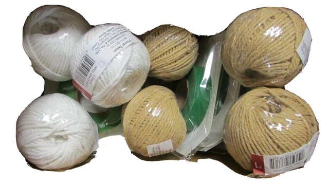 Lote Mixto de 15 Cintas Florales y Cordeles (3) Blancos y (4) Marrones Cordeles (8) Rollos de Cinta Verde