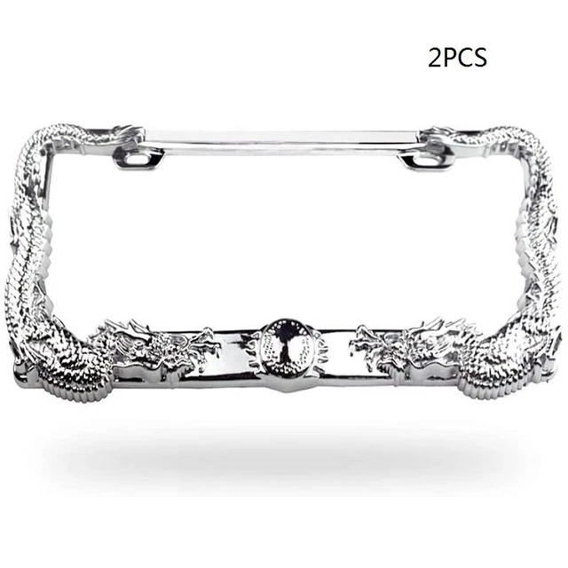 Universal License Plate Frame 3D Dragon Tag 2 Hole NO Cap Plastic JDM Style 2PCS