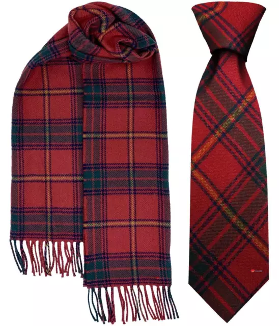 Mens Scarf & Tie Gift Set Irish County Galway Tartan Plaid