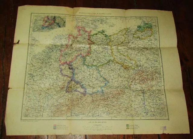 Landkarte BESATZUNGSZONEN in DEUTSCHLAND Ausgabe 15. 11. 1945 PERTHES GOTHA