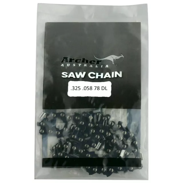 Archer Chainsaw Saw Chain .325 .058, 1.5mm 78 DL Drive Links