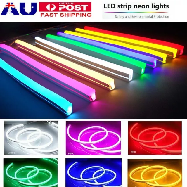 5M-20M LED Strip Flexible Neon Rope Light Tube Tape Waterproof 12V Bar Adv Sign