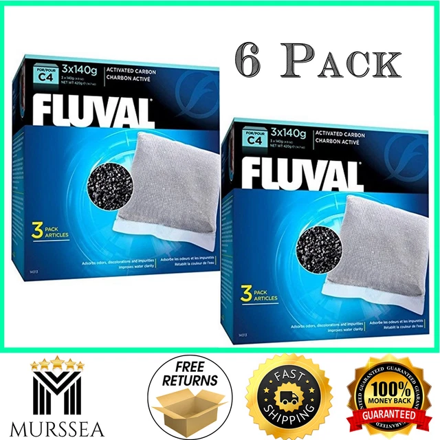 Fluval Poly Foam Pad Activated Carbon Replacement Media C4 Power Filter , 6 Pack