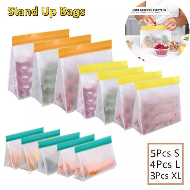 Food Silicone Bag Reusable Freezer Stand Up Bag Silicone Storage Bag Leakproof