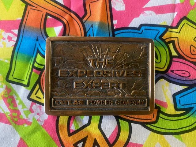 The Explosives Expert Atlas Powder Company TL & B Brass Belt Buckle