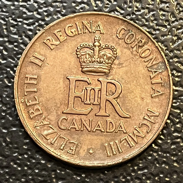 QUEEN ELIZABETH 1953 Coronation Canada Cooper Bronze Souvenir Medal