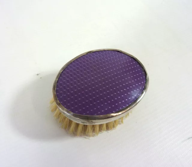 Antique Silver Art Deco Small Clothes Brush 1927 Enamel Style Top 3