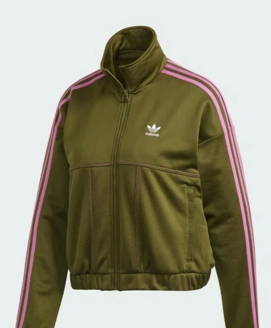 NUOVA giacca Adidas Tracktop FL4086 cerniera top originale donna ragazza cachi taglia 6