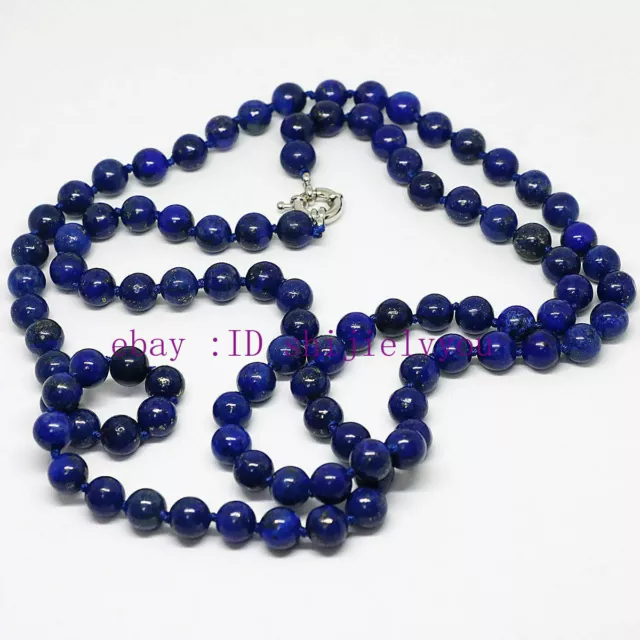 Collier perles rondes bleu égyptien naturel taille 8mm10mm12mm 18-36''