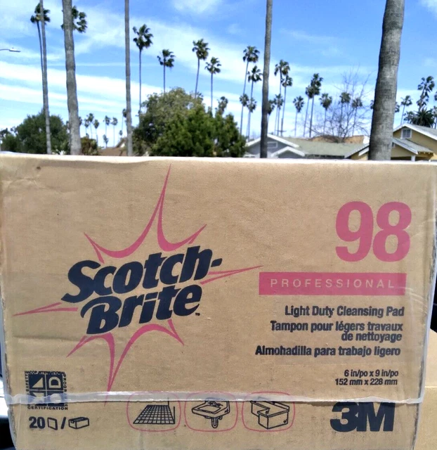 3M 98 Scotch Brite Scouring Pad White 6" x 9" (152 x 228mm) Box of 20 Trboxtapes