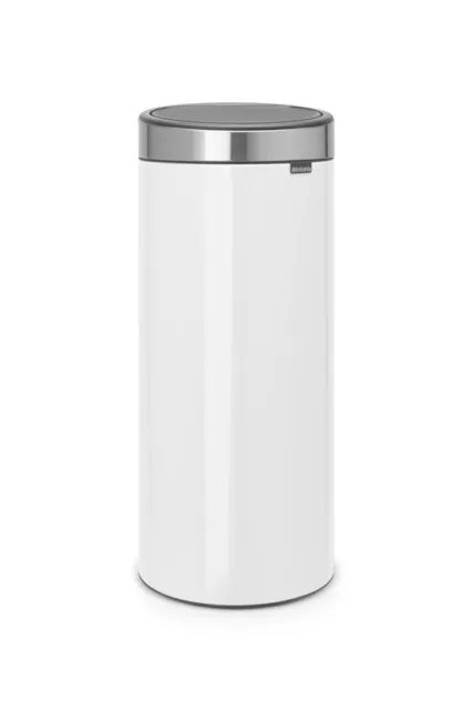 Brabantia Touch Bin Neuer Papierkorb - 30 l - Weiß mit Matt Steel Fingerprint Pr