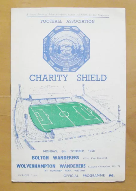 BOLTON WANDERERS v WOLVES Charity Shield 1958 *Exc Condition Football Programme*