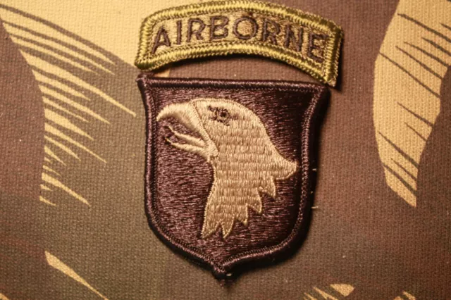 Vietnam era OD 101st Airborne Division shoulder patch w/tab combat subdued used