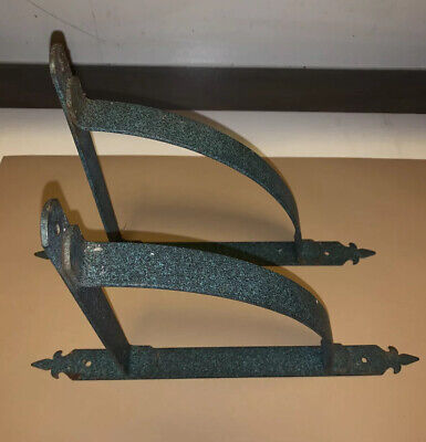 2 Vintage Wrought Iron Wall Mount Shelf Decorative Metal Bracket brace antiqued