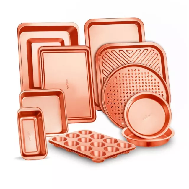 NutriChef 10-Piece Deluxe Carbon Steel Non-Stick Dishwasher Safe Bakeware Set