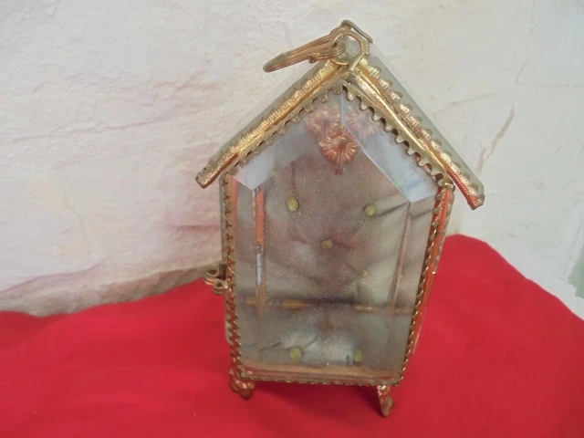 Ancienne Porte D’armoire En Verre Biseauté Et Laiton – Idéal Pour Projet DIY Ou Déco Atelier
