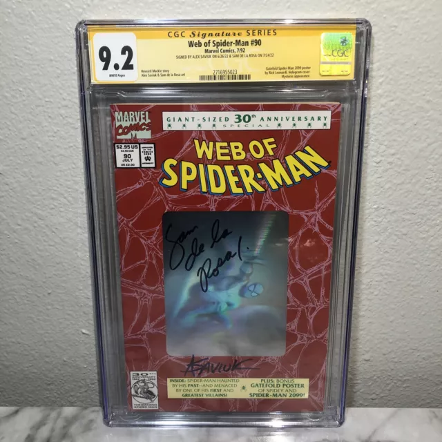 Web of Spider-Man #90 Marvel CGC SS 9.2 - Signed by Sam De La Rosa & Alex Saviuk