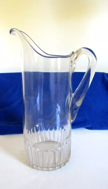 Vintage Heavy Clear Glass Tall  Pitcher 11" tall