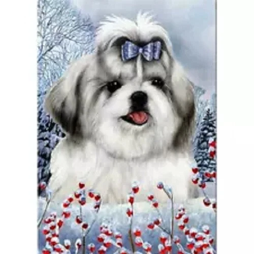 Winter House Flag - Silver Shih Tzu 15352