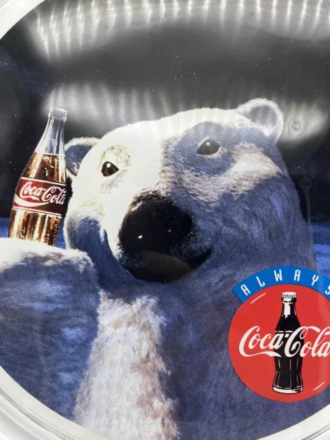 1995 Coca-Cola Polar Bear Coke 13" Glass Platter ~ Tray ~Cookie Plate Vintage