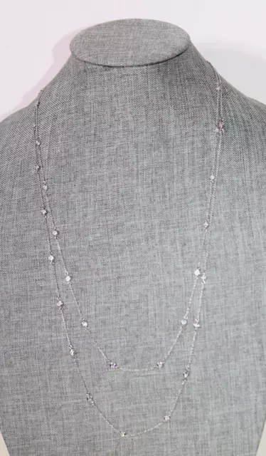 Nordstrom Rack Necklaces silver tone Layered cubic zirconia bezel link women's