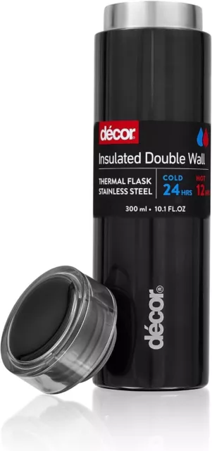 Décor Insulated Double Walled Thermal Flask, Stainless Steel BPA-Free Coffee F