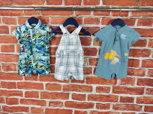 Baby Boys Bundle Age 3-6 Months Next M&S Dungaree Romper Shirt Summer Set 68Cm