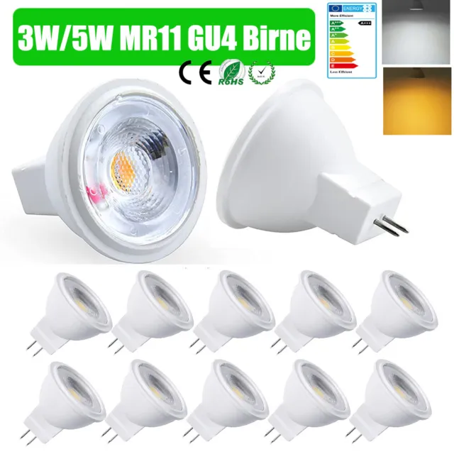 MR11 GU4 LED Birne 6000K 3W/5W Spot Strahler COB Lampe Warmweiß Kaltweiß 12V-24V