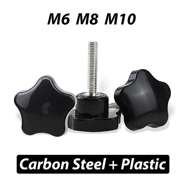 Black Plastic Thumb Nuts – Star-Shaped Hand Grip Knob For M5 M6 M8 M10 Bolts