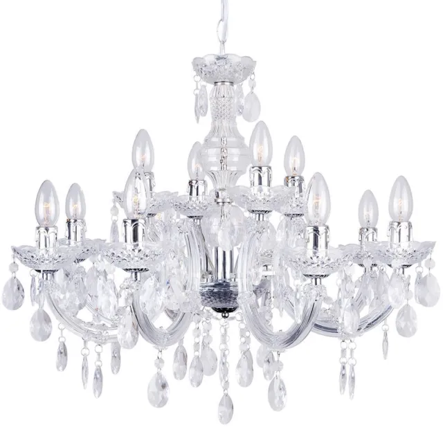 Litecraft Marie Therese Chandelier Ceiling Light Crystal Effect 12 Arm - Chrome