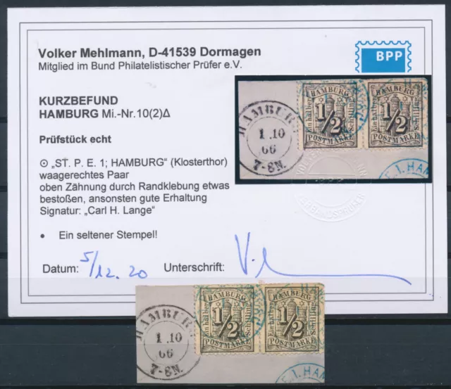 Hamburg 1/2 Schilling Wappen 1864 Paar guter Stempel Michel 10 Befund (S23136)