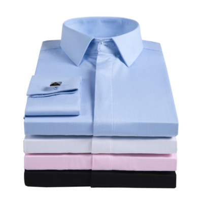 Mens Long Sleeves French Cuff Shirts Formal Business Work Dress Multicolor Shirt