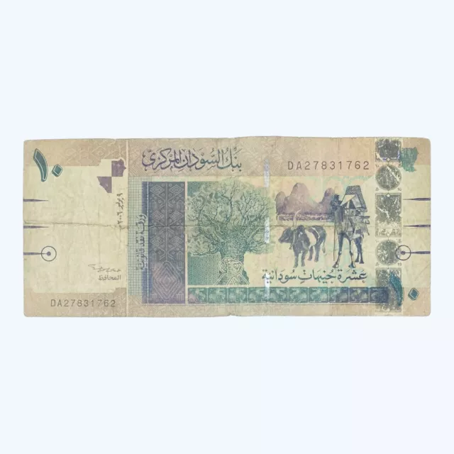 Billete africano de 10 libras (dinares) de Sudán 2006 África árabe
